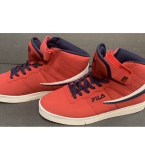 FILA Mens Vulc 13 Walking Shoes Red White 1CM00350-616 Lace Up Mid Top 9.5 M New
